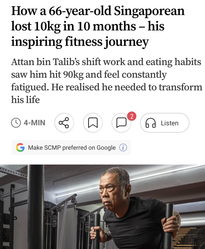 How a 66-year-old Singaporean lost 10kg in 10 months – his inspiring fitness journey
